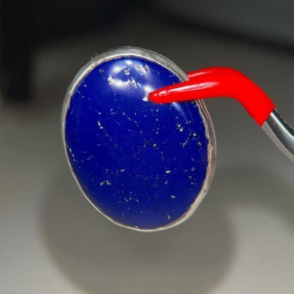 Extra Large Native American Lapis Earrings - Picture 2 of 7